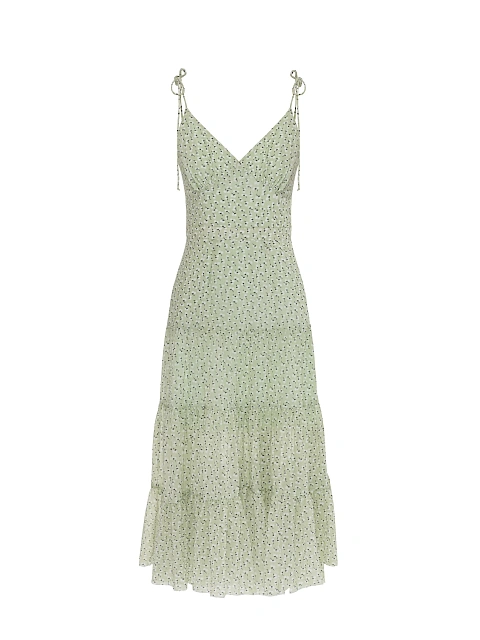 Green sundress with floral print, 1 Green sundress with floral print, 1