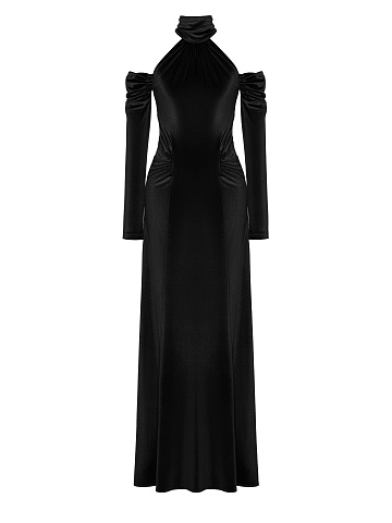 Black Velvet Maxi Dress, 1