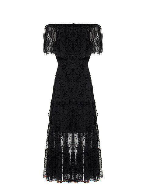 Black Floral Chiffon Midi Dress, 2 Black Floral Chiffon Midi Dress, 2