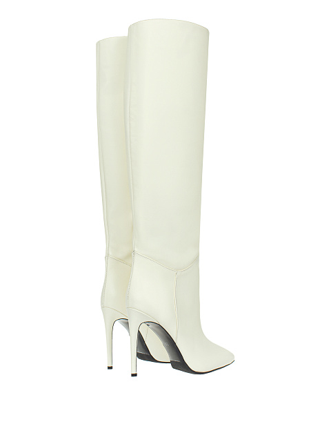 White Leather Stiletto Boots, 5
