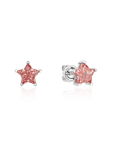 White gold stud earrings with pink LG diamond, 1