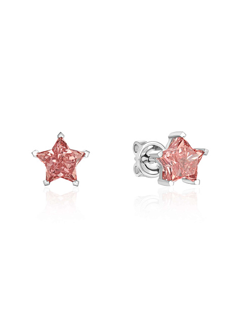 White gold stud earrings with pink LG diamond, 1