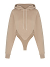 Свитшот-боди из бежевого футера, с капюшоном