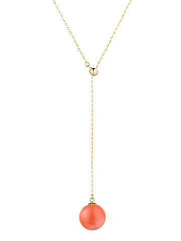 Yellow gold necklace with coral pendant, 1