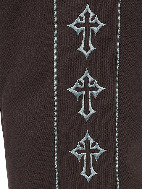 Brown Jersey Set With Cross Embroidery, 5