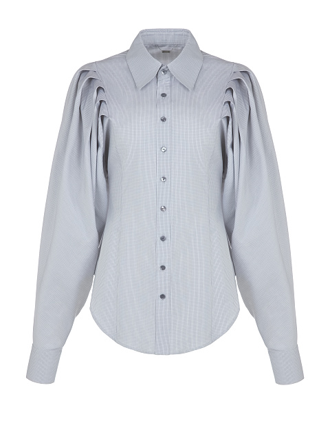 Grey Cotton Plaid Shirt, 1