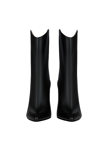 Black Leather Heeled Ankle Boots, 2