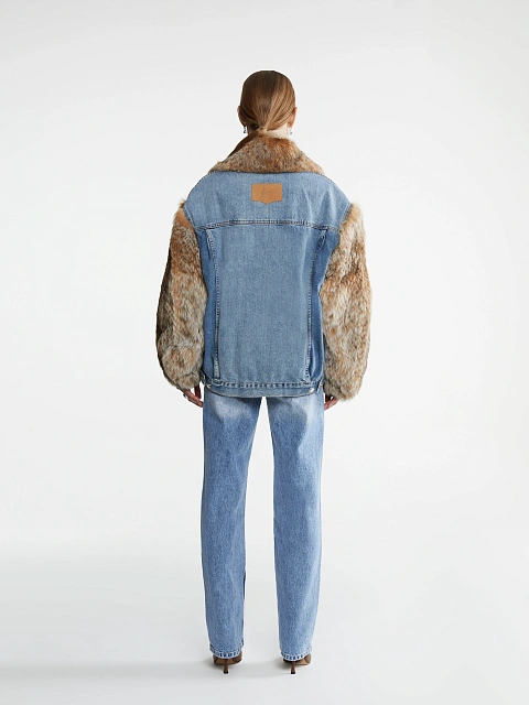 Bobcat Fur Blue Denim Jacket, 8