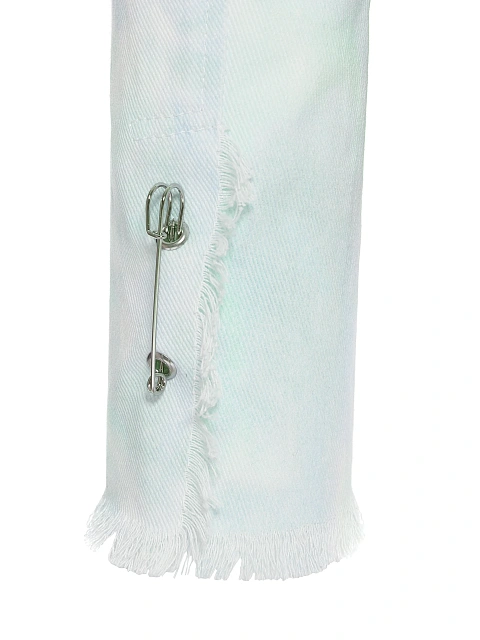 Green Tie-dye Cropped Denim Jacket, 3