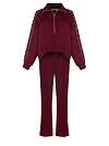 Бордовый костюм с укороченной толстовкой и вышивкой YD
