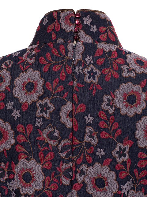 Jacquard Midi Dress With Mink Fur Cuffs, 5