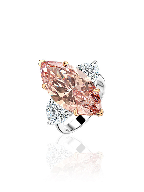 White gold ring with pink diamond, 1
