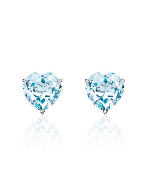 White Gold & Blue Sky Topaz "Heart" Studs, 2