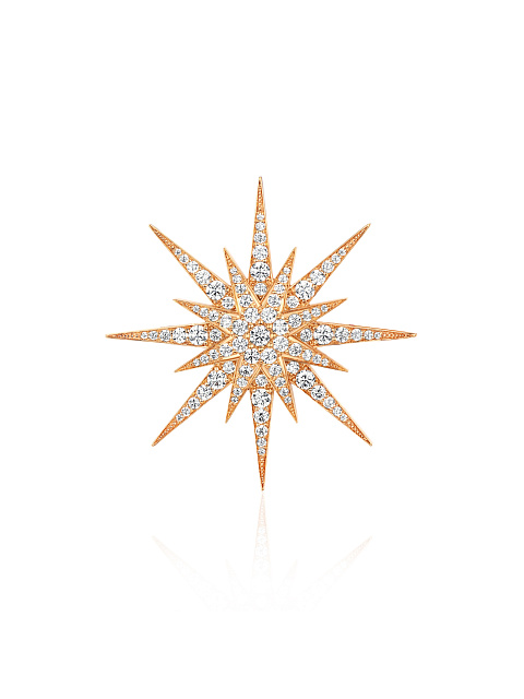 Cubic Zirkonia & Rose Silver Star Barrette, 1