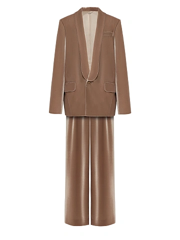 Beige Velvet Pant Suit, 1