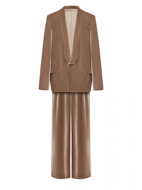 Beige Velvet Pant Suit, 1 Beige Velvet Pant Suit, 1