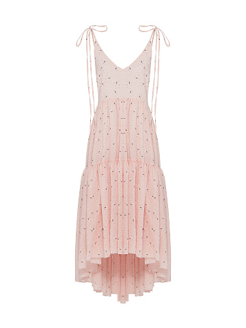 Light Pink Flower Printed Cotton Sundress, 1