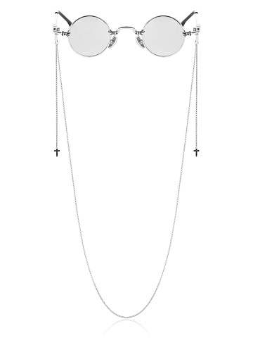 Eyeglass chain made of silver with black cubic zirconia, 1