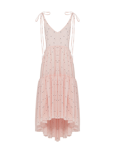 Light Pink Flower Printed Cotton Sundress, 1 Light Pink Flower Printed Cotton Sundress, 1