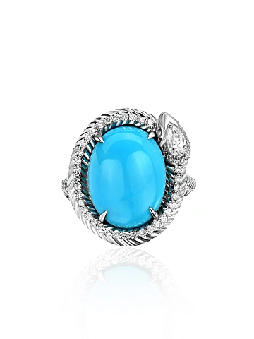 White Gold, Turquoise & Diamonds Ring, 2