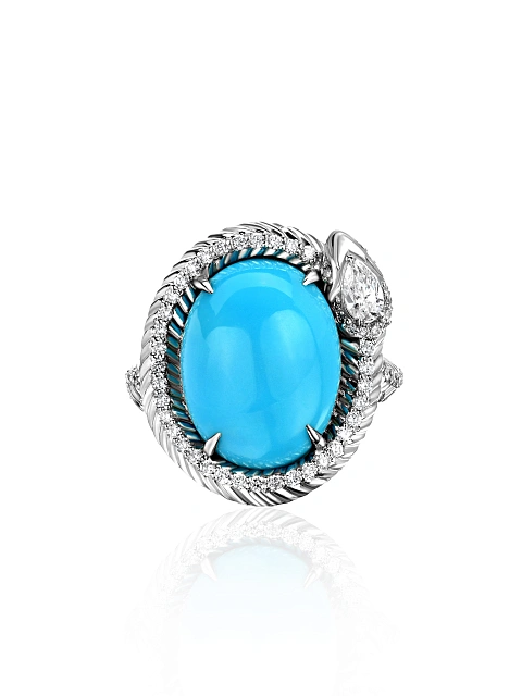 White Gold, Turquoise & Diamonds Ring, 2